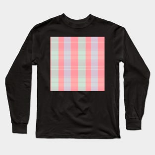 Pastel Aesthetic Evander 1 Hand Drawn Textured Plaid Pattern Long Sleeve T-Shirt